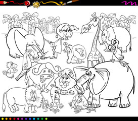 Fototapeta na wymiar safari animals coloring book