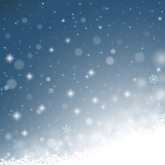 Abstract winter background with snowflakes and snow