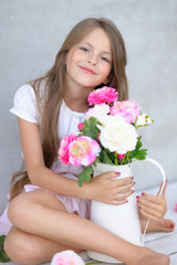 portrait of little girl outdoors in summer