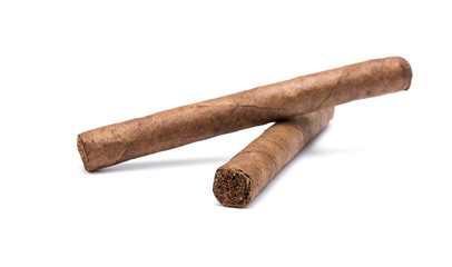 Two cigars on white