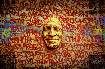 Fototapeta na wymiar mask on a wall