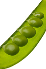 green pea pod isolated on white background