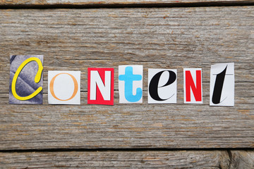 The word Content in cut out magazine letters