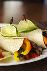 Beef fajitas with chips and salsa 