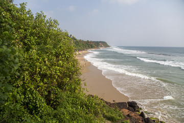 Beach in Varkala in Kerala state, India
