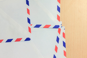 envelope on wood background.