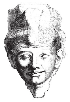 The Queen Taia, the Bulaq Museum, Egypt, vintage engraving.
