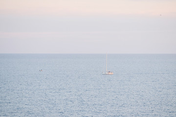 Sea landscape with the image of boat