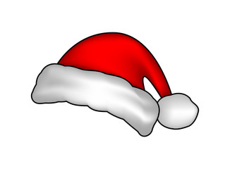 Santa hat, Christmas cap icon, symbol, design. Winter vector illustration isolated on white background.