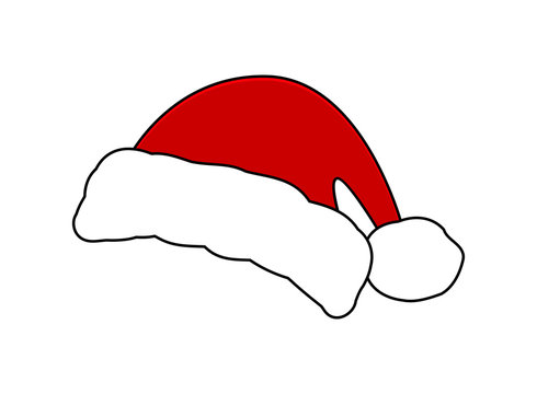 Santa hat, Christmas cap icon, symbol, design. Winter vector illustration isolated on white background.