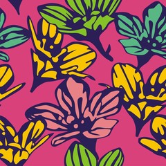 seamless background with beautiful flowers. floral pattern. Vector illustration
