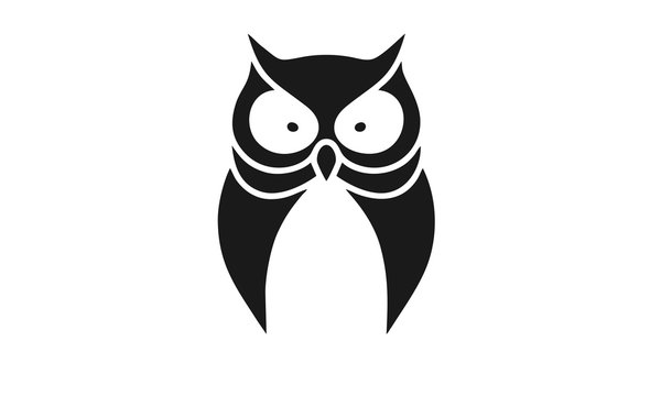 Icons / symbols owl with big eyes sharp, Owl Bird Silhouette