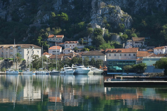 Sea landscape with the image of Montenegro port