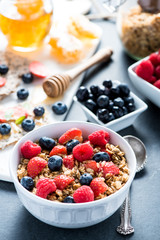 Bowl with granole and berries