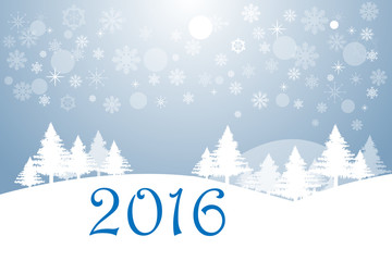 Happy new year and winter landscape
