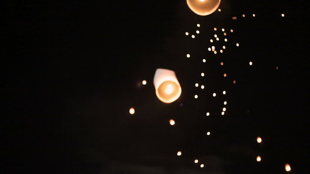 Floating asian lanterns in Chiang Mai ,Thailand