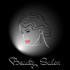 Woman face silhouette. Abstract design concept for beauty salon