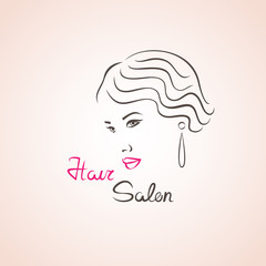 Woman face silhouette. Design concept for beauty and hair salon.