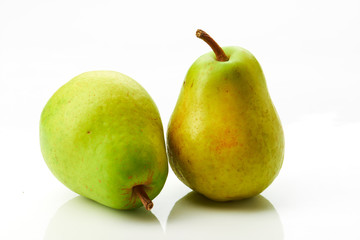 Two pears isolated on white