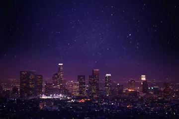 Crédence de cuisine en verre imprimé Los Angeles Belle vue sur le paysage urbain de nuit de Los Angeles, États-Unis