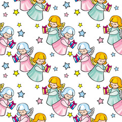 Seamless pattern with angels