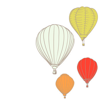hot air balloons over white background