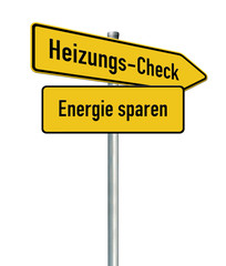 Heizungs-Check 18 / Richtungsschild "Energie sparen", freigestel