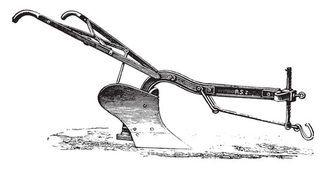 Plow iron age to Eckert, vintage engraving.