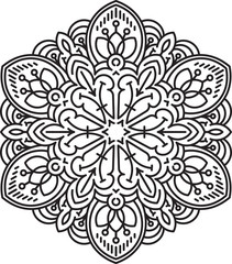 Abstract vector black round lace design - mandala, ethnic decora