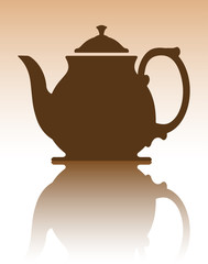 Abstract vector decoration with teapot and mirror reflection