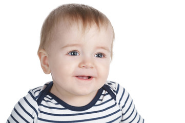cute little boy on white background