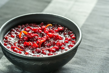 Bowl of homemade cranberry sauce