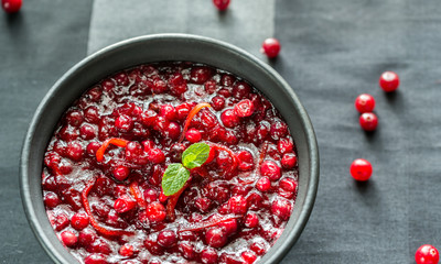 Bowl of homemade cranberry sauce