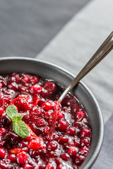 Bowl of homemade cranberry sauce