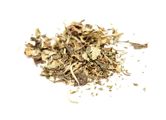 white tea  Pai Mu Tan leaves isolated