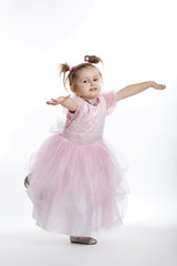 little beautiful girl posing on white