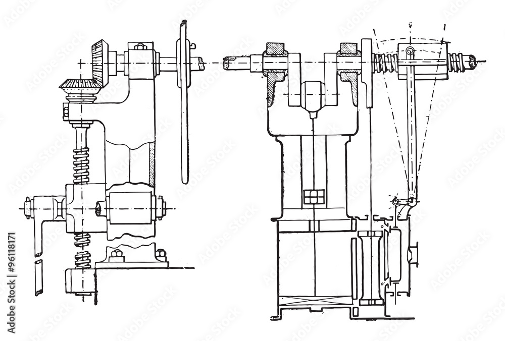 Poster Commissioning of the steam train machine, vintage engraving.