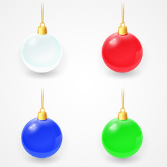 Set of Christmas glass balls on a white background