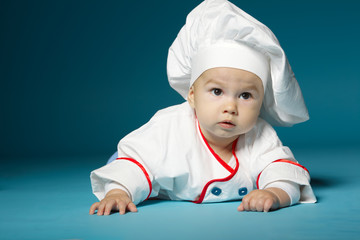 cute little baby with chef hat