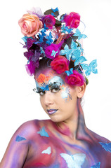 Naklejka premium Woman with bright stylish make-up