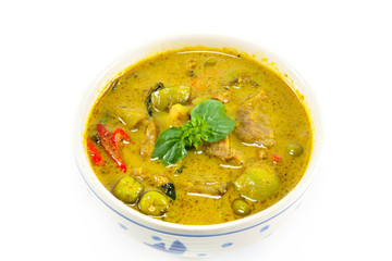green curry on white background.