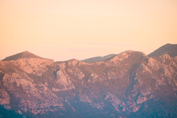 Naklejka premium Landscape with the image of mountain sunset