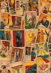 Vintage tarot cards. Fortunetelling with one of the most popular occult Tarot cards