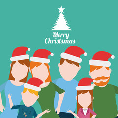 Merry Christmas Family illustration over green color background