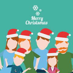 Merry Christmas Family illustration over green color background