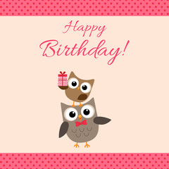 Party owls pink card