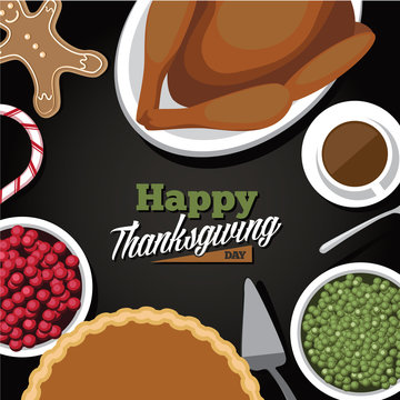 Thanksgiving Meal Greeting Card Design. EPS 10 Vector Royalty Free Illustration.