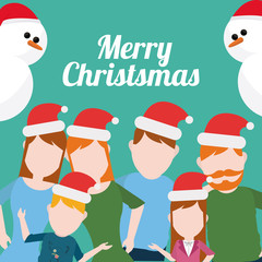 Merry Christmas Family illustration over green color background