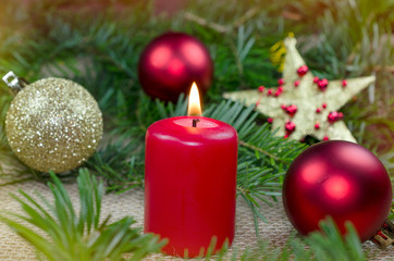 Candle light and Christmas decorations