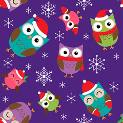 Christmas pattern with owls